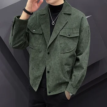 Toamna nouă bărbați haina haina de catifea tendință coreean scurt costum sacou rever guler