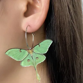 Verde Fluture Molie Neobișnuit Acrilice Agățat Pandantive Cercei pentru Femeile de sex Feminin Fete Haioase Declarație de Epocă Cercei 2024