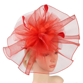 Vintage Elegant cu Pene Fascinator Pălărie cu Plasă cu ochiuri Voal si Flori Decor pentru Petrecerea