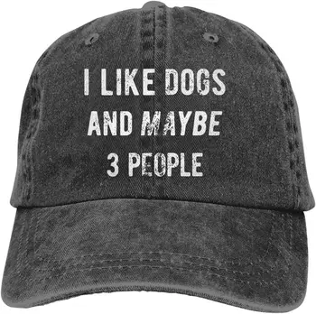 Îmi Plac Câinii și Poate 3 Oameni Unisex pentru Adulti Pălărie de Cowboy Plin de Bumbac Refuz Curbate Șapcă de Baseball