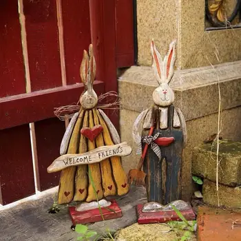 În Picioare Bunny Figurine De Desene Animate Statuie Inaltime Figurina Meserii Desktop Ornamente Decor Easter Rabbit Ornament Pentru Masa De Paște